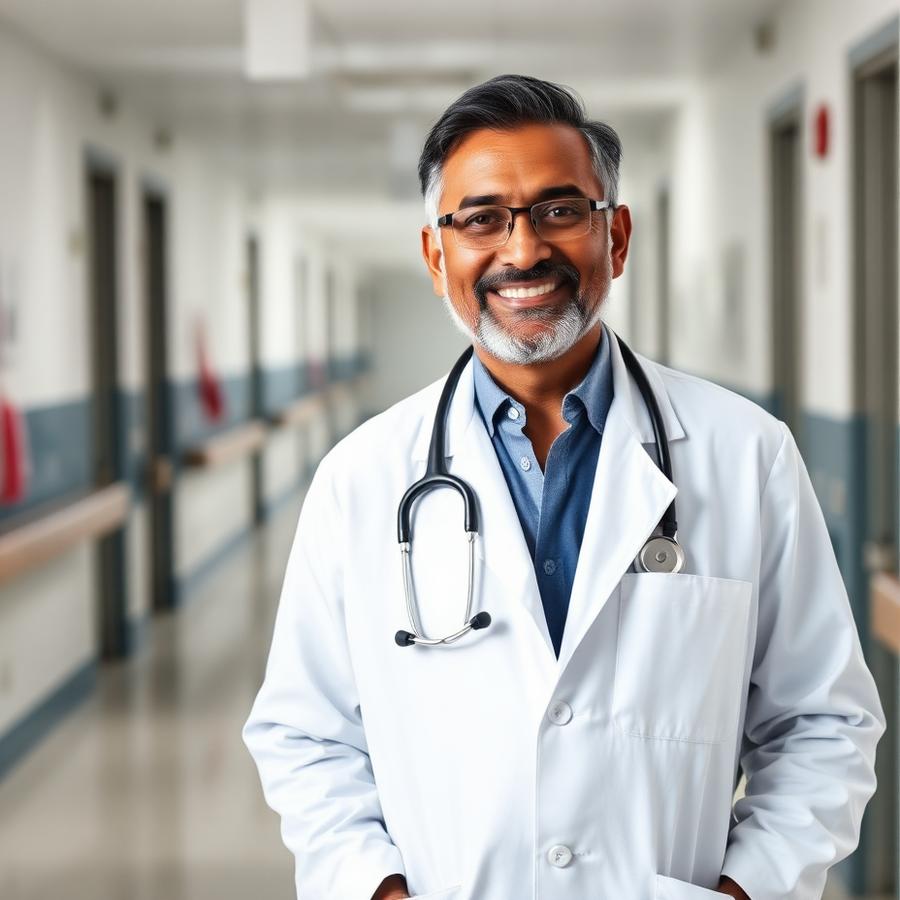 Portrait of a senior cardiac surgery consultant at an accredited Indian hospital
